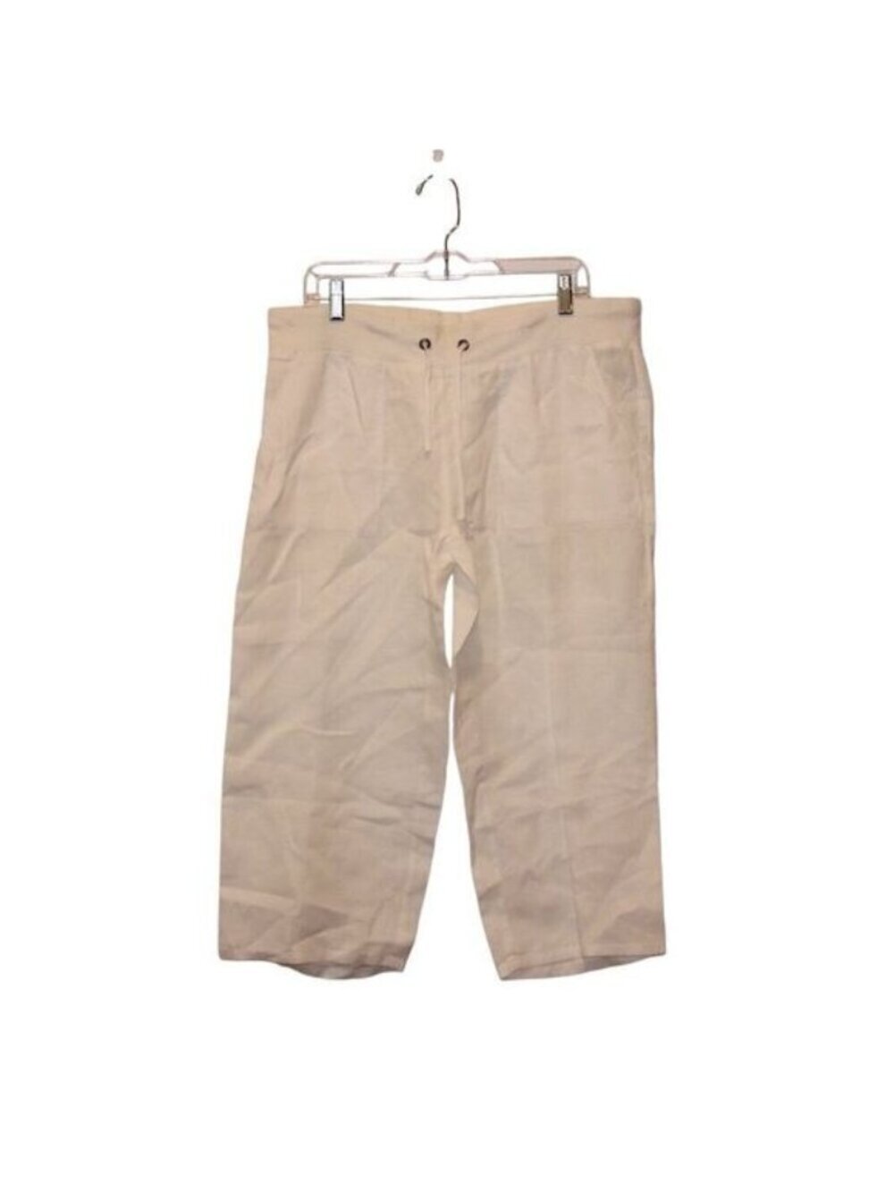 Eileen Fisher White Crop wide leg Linen Pants Women's Size Medium